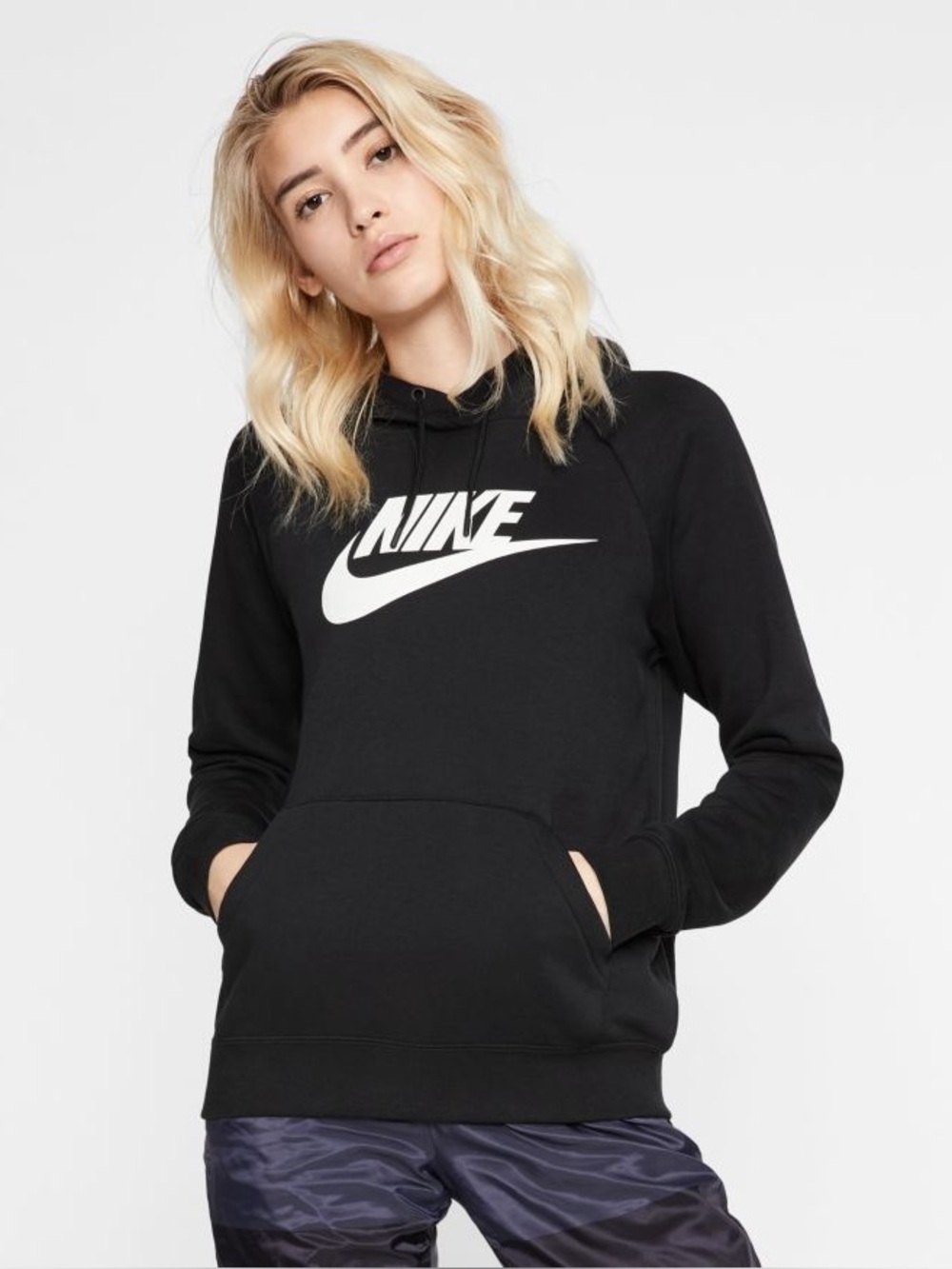 Nike Women’s Black and White Fleece Pullover Hoodie, Size XS